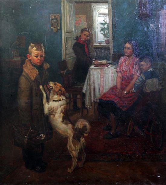 After Fyodor Reshetnikov (1906-1988) Bad Marks 39.5 x 36.5in.